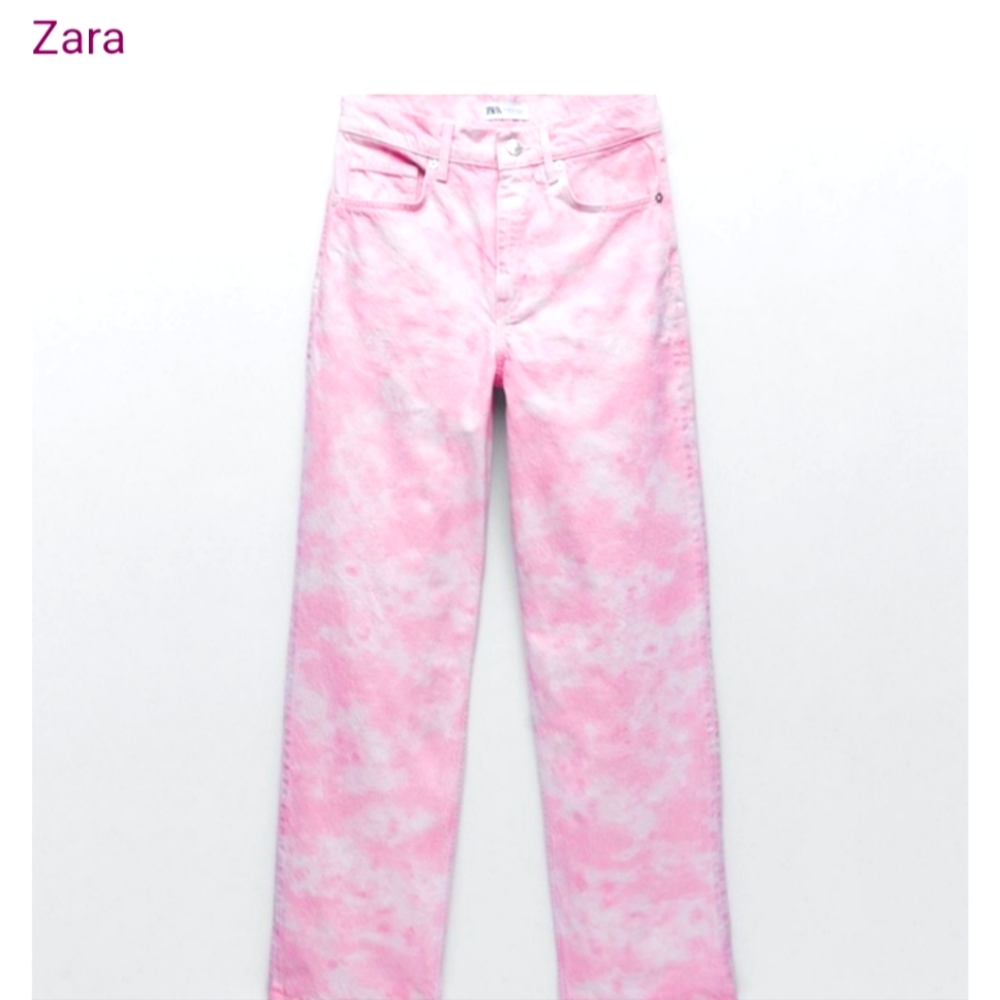 ZARA high waisted pink and white tye dyed jeans size 6 and 8